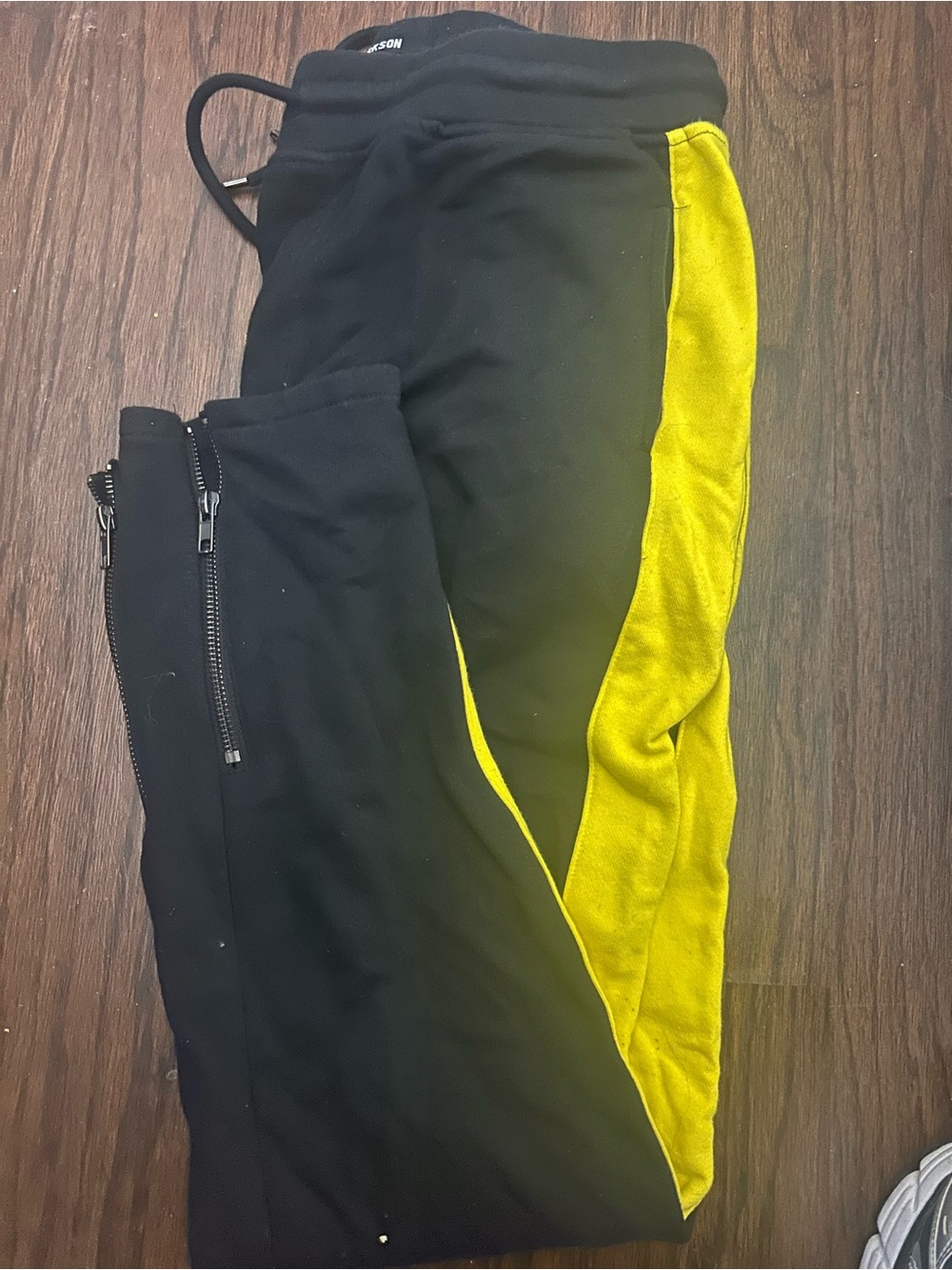 Medium Black and Yellow Athletic Joggers